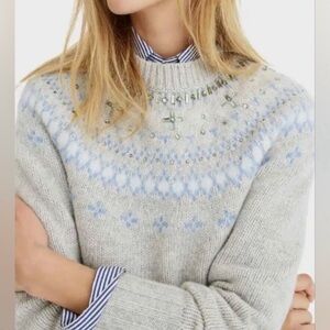 New J Crew Jeweled Embellished Fair
Isle Wool Blend Crewneck Sweater
Ladies XXS